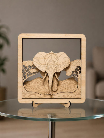 Handmade Wooden Elephant Wall Art – Layered Elephant Decor