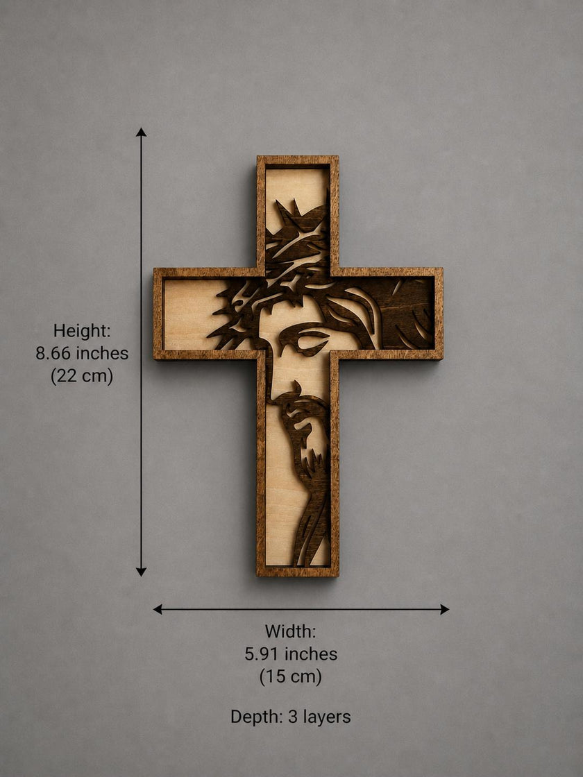 Jesus Cross Wall Art – Wooden Christian Decor