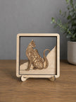 Layered Wooden Cat Decor – 4 Layer Cat Art with Stand