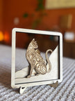 Layered Wooden Cat Decor – 4 Layer Cat Art with Stand