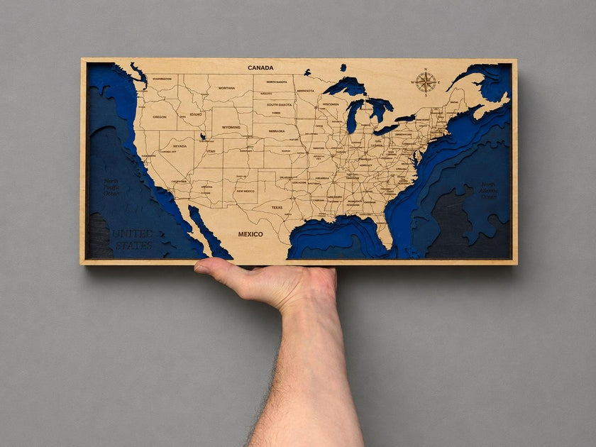 Layered Wooden USA Map Wall Art