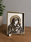 Madonna and Child Wooden Wall Art – Layered Virgin Mary & Baby Jesus Decor