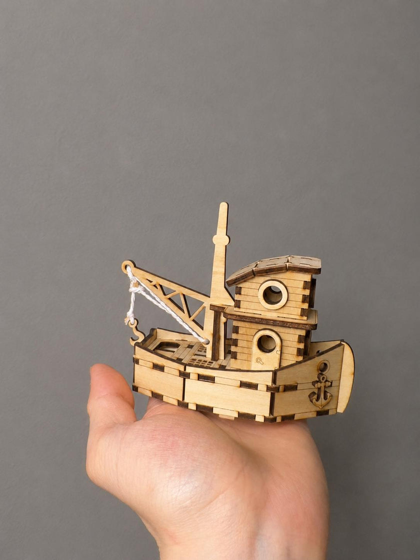 Rustic Wooden Fishing Boat – Nautical Decor for Lake House