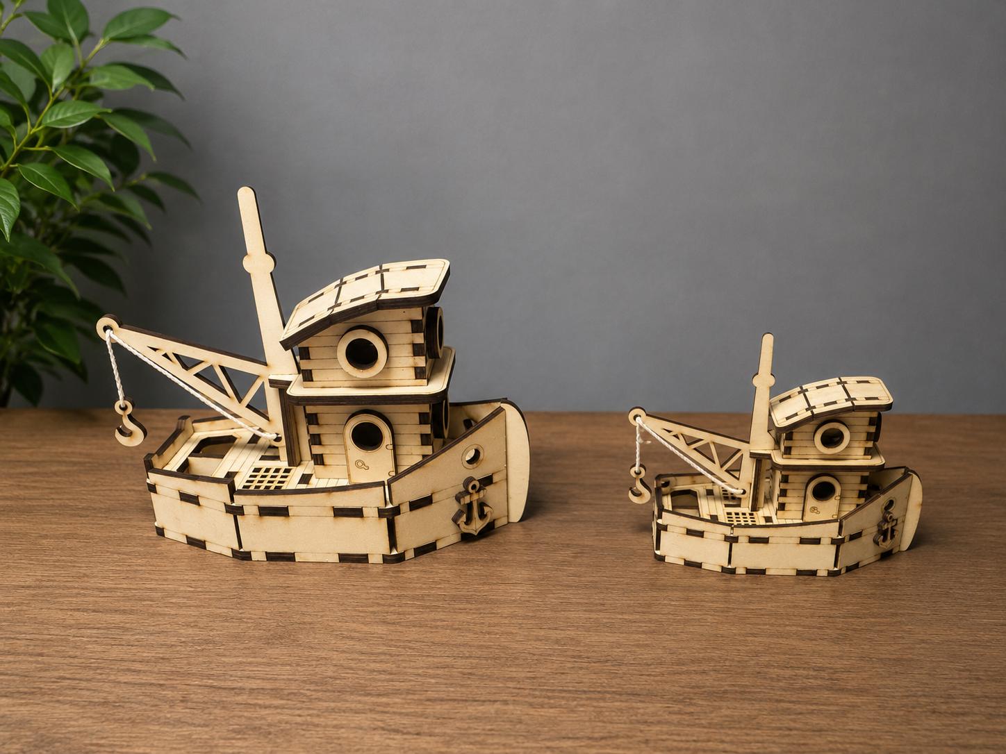 Rustic Wooden Fishing Boat – Nautical Decor for Lake House