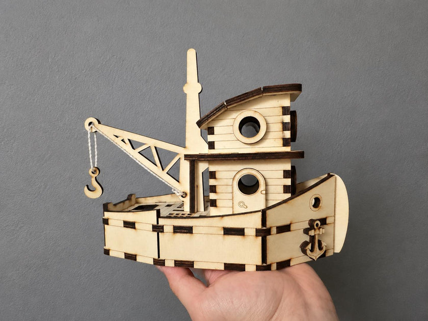 Rustic Wooden Fishing Boat – Nautical Decor for Lake House