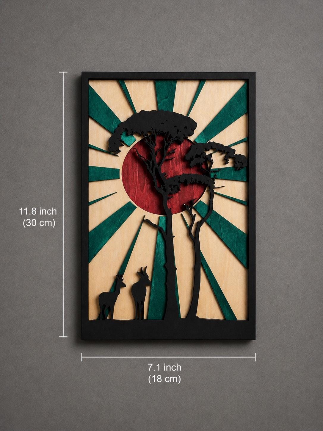 Safari Sunset Layered Wooden Wall Art