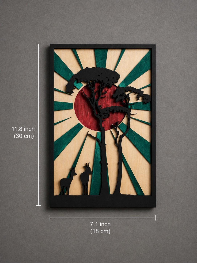Safari Sunset Layered Wooden Wall Art
