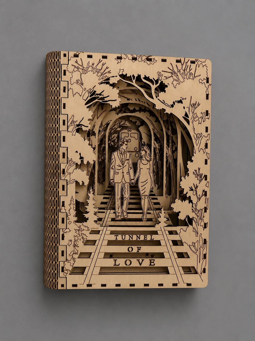 Tunnel of Love Book Nook – LED Wooden Book Nook Shelf Insert