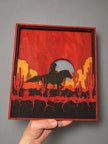 Western Cowboy Layered Wooden Wall Art – Desert Horse Rider Decor