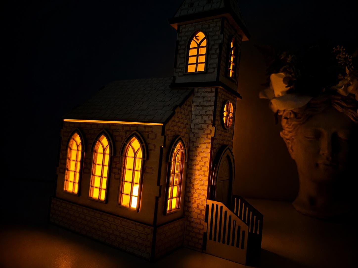Wooden Church Lantern – Gothic Chapel Night Light