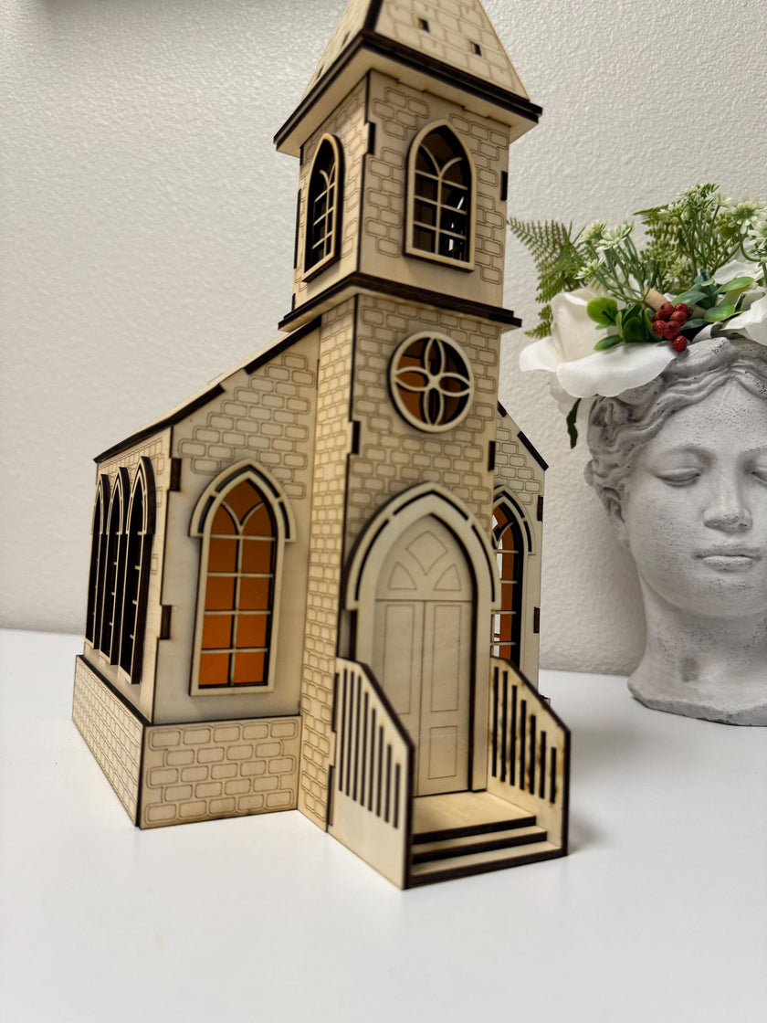 Wooden Church Lantern – Gothic Chapel Night Light