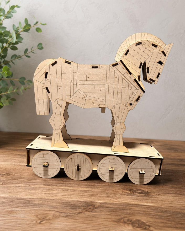 Wooden Trojan Horse Model – Laser Cut Greek Mythology Decor